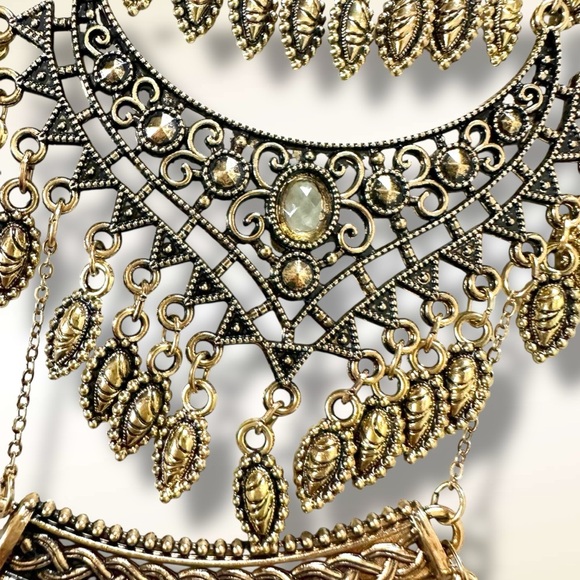 Free People Bohemian Layered Necklace Gold NWT Festival Western Witchy 70s - Picture 12 of 17